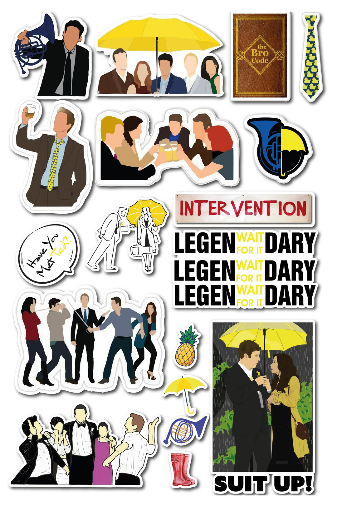 How I Met Your Mother Themed Sticker and Tag Set - Medium Size - Waterproof, Thick Adhesive